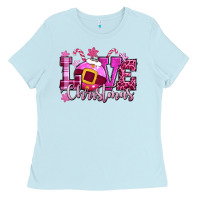 Baby Blue love christmas pink Ladies Tee - CowGirlArtShop