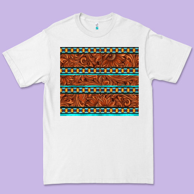 Tooled Leather And Aztec Premium Tee Designed By Tumblerdesignbyshophia
