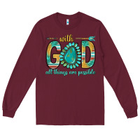 Burgundy with god all things are possible with turquoise gemstone bbs Long Sleeve Tee - BundleAndBundleShop