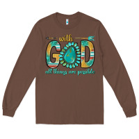 Chestnut with god all things are possible with turquoise gemstone bbs Long Sleeve Tee - BundleAndBundleShop