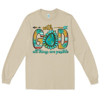 Mushroom with god all things are possible with turquoise gemstone bbs Long Sleeve Tee - BundleAndBundleShop