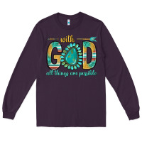 Plum with god all things are possible with turquoise gemstone bbs Long Sleeve Tee - BundleAndBundleShop