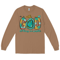 Toasted Coconut with god all things are possible with turquoise gemstone bbs Long Sleeve Tee - BundleAndBundleShop