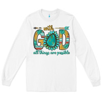 White with god all things are possible with turquoise gemstone bbs Long Sleeve Tee - BundleAndBundleShop