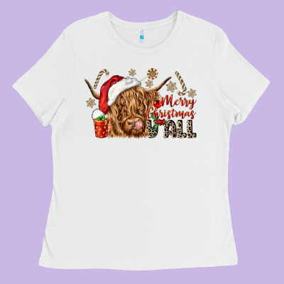 Merry Christmas Yall Ladies Tee Designed By Cowgirlartshop