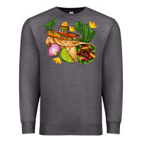 Charcoal Heather burrito  with sombrero and union with cactus Premium Sweatshirt - AdoDesignShop