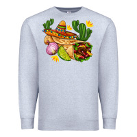 Heather Grey burrito  with sombrero and union with cactus Premium Sweatshirt - AdoDesignShop