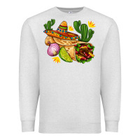 Oatmeal Heather burrito  with sombrero and union with cactus Premium Sweatshirt - AdoDesignShop