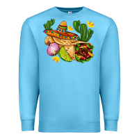 Ocean Blue burrito  with sombrero and union with cactus Premium Sweatshirt - AdoDesignShop