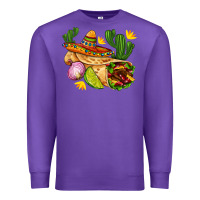 Purple burrito  with sombrero and union with cactus Premium Sweatshirt - AdoDesignShop