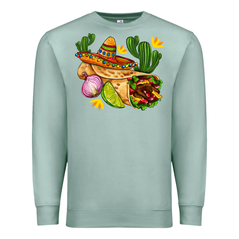 Burrito  With Sombrero And Union With Cactus Premium Sweatshirt by AdoDesignShop | Teevron