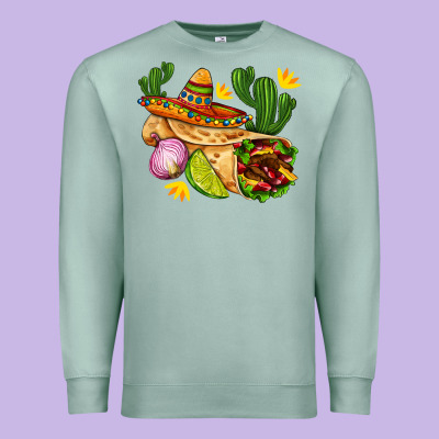 Burrito  With Sombrero And Union With Cactus Premium Sweatshirt Designed By Adodesignshop