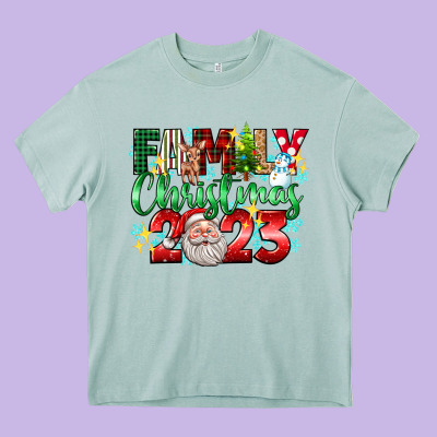 Family Christmas 2023 Heavy Core Tee Designed By Texasbilliewilder