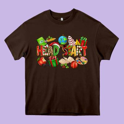 Christmas Head Start Heavy Core Tee Designed By Texasbilliewilder