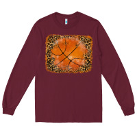 Burgundy glitter leopard basketball background Long Sleeve Tee - RanaPortraitStore