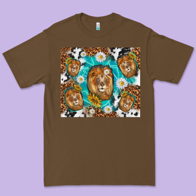 Lion With Leopard And Cowhide Pattern Premium Tee Designed By Tumblerdesignbyshophia