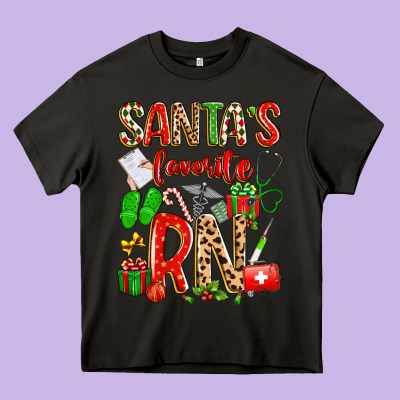 Santa's Favorite Rn Heavy Core Tee Designed By Texasbilliewilder