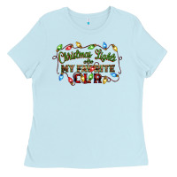 Baby Blue christmas lights are my favorite color Ladies Tee - CowGirlArtShop