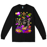 Black Mardi Gras Skeletons Long Sleeve Tee - BundleAndBundleShop