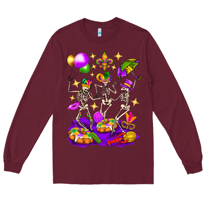 Mardi Gras Skeletons Long Sleeve Tee by BundleAndBundleShop | Teevron