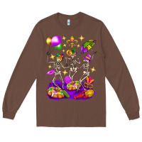 Chestnut Mardi Gras Skeletons Long Sleeve Tee - BundleAndBundleShop