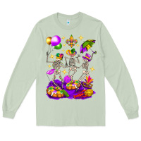 Matcha Mardi Gras Skeletons Long Sleeve Tee - BundleAndBundleShop