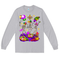 Moon Dust Mardi Gras Skeletons Long Sleeve Tee - BundleAndBundleShop