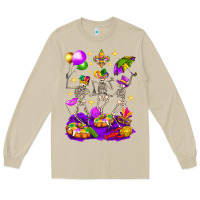 Mushroom Mardi Gras Skeletons Long Sleeve Tee - BundleAndBundleShop