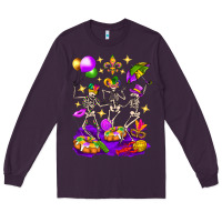 Plum Mardi Gras Skeletons Long Sleeve Tee - BundleAndBundleShop