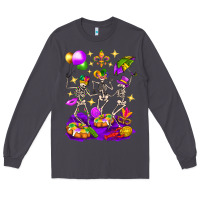 Smoke Mardi Gras Skeletons Long Sleeve Tee - BundleAndBundleShop
