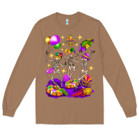 Toasted Coconut Mardi Gras Skeletons Long Sleeve Tee - BundleAndBundleShop