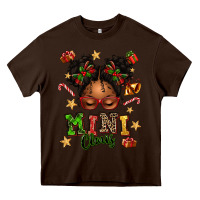 Chocolate Brown mini claus messy bun Heavy Core Tee - texasbilliewilder