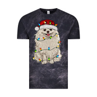 Cloud Black white pomeranian with christmas lights Vintage Tee - RanaPortraitStore