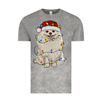 Cloud Rock white pomeranian with christmas lights Vintage Tee - RanaPortraitStore
