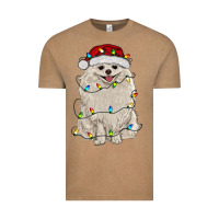 Vintage Coffee white pomeranian with christmas lights Vintage Tee - RanaPortraitStore