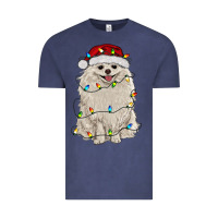 White Pomeranian With Christmas Lights Vintage Tee | Teevron