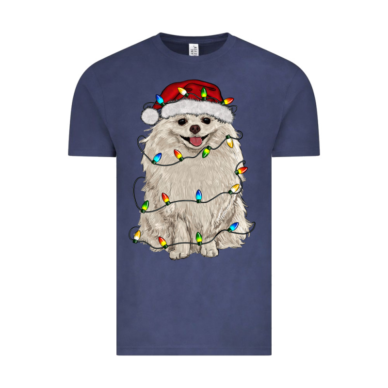 White Pomeranian With Christmas Lights Vintage Tee by RanaPortraitStore | Teevron