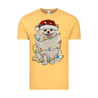 Vintage Mustard white pomeranian with christmas lights Vintage Tee - RanaPortraitStore