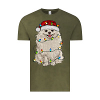 Vintage Olive white pomeranian with christmas lights Vintage Tee - RanaPortraitStore