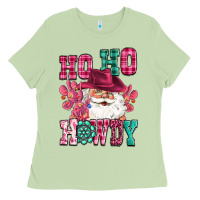 Ho Ho Howdy Santa Pink Christmas Ladies Tee | Teevron