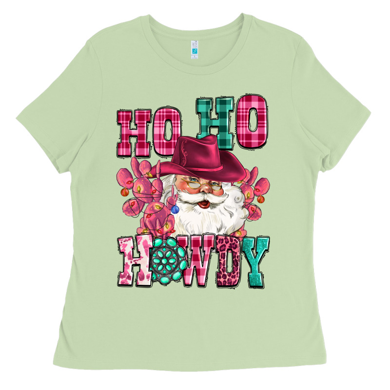 Ho Ho Howdy Santa Pink Christmas Ladies Tee by CowGirlArtShop | Teevron