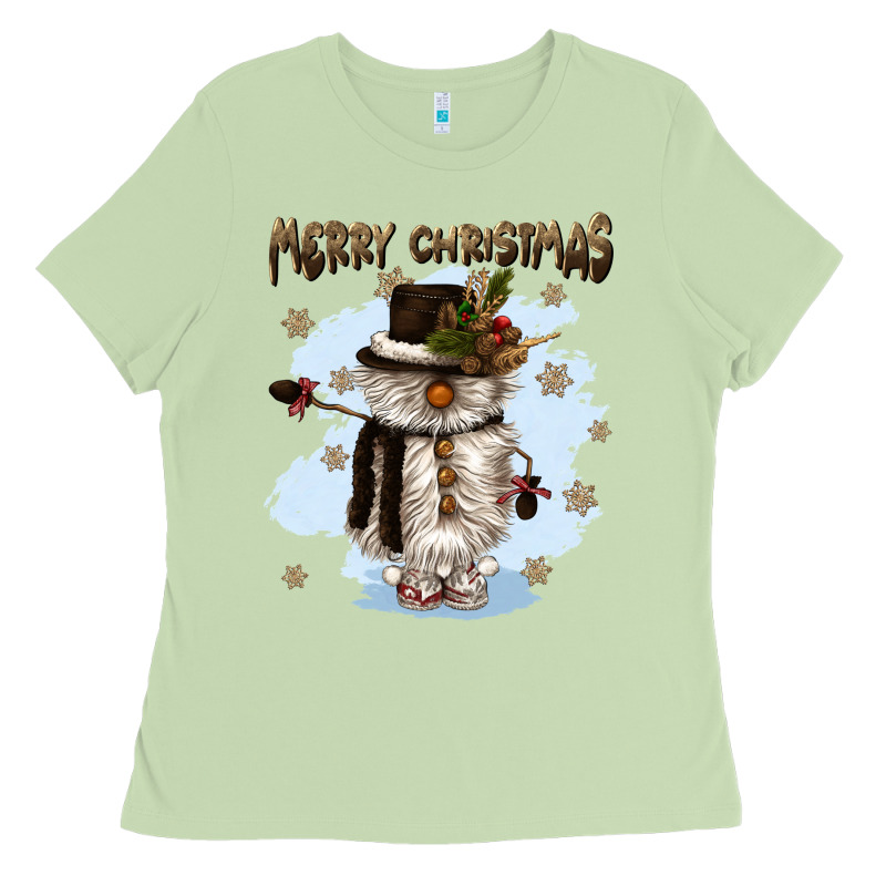 Merry Christmas Snowman Ladies Tee by CowGirlArtShop | Teevron