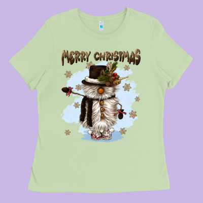 Merry Christmas Snowman Ladies Tee Designed By Cowgirlartshop