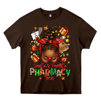 Chocolate Brown santas favorite pharmacy tech afro messy bun Heavy Core Tee - texasbilliewilder
