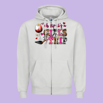 Oh Sip Its A Girls Trip Zipper Hoodie Designed By Adodesignshop
