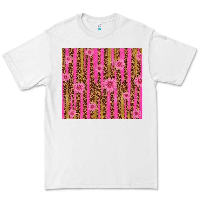 Glitter Pink Stripe Leopard Pattern With Flowers Premium Tee by TumblerDesignByShophia | Teevron