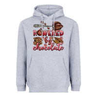 Heather Grey powered by chocolate Heavyweight Hoodie - AdoDesignShop