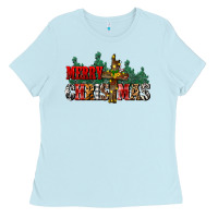 Baby Blue merry christmas  cross Ladies Tee - CowGirlArtShop