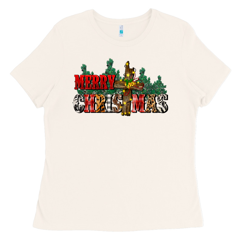Merry Christmas  Cross Ladies Tee by CowGirlArtShop | Teevron
