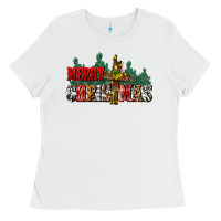 White merry christmas  cross Ladies Tee - CowGirlArtShop
